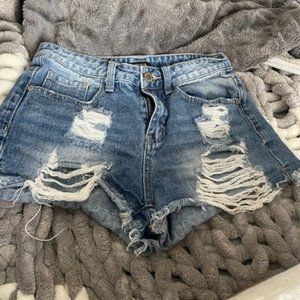 blue denim shorts